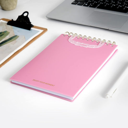 Yoment Top Spiral Notebooks Durable Bullet Lined Journal 6"x 8.5" College Ruled Waterproof Cover Notepad 160 Lined Pages Spiral Notebook Left-Handed Notebooks for Work School Office Business,Pink
