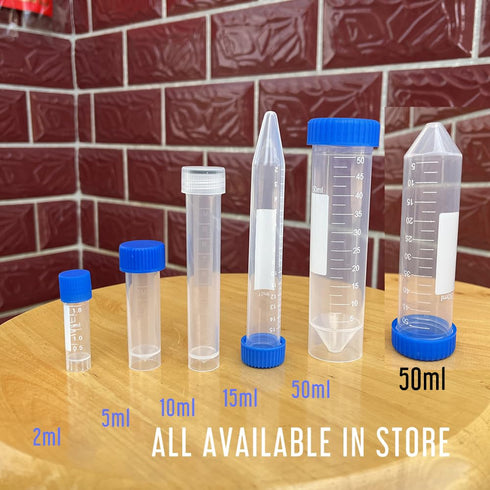 LAMPPE 10 Piece 50ml Plastic Vial Tube with Screw Caps, Leakproof Aquarium Water Test Tube Replacement