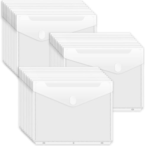 Sooez 30 Pack Binder Folders, Heavyweight Pockets for 3 Ring Binder, High Capacity Clear Binder Pouch