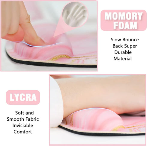 Memory Foam Ergonomic Keyboard Wrist Rest Pad and Mouse Support Set for Office Gaming, Pink Fluid