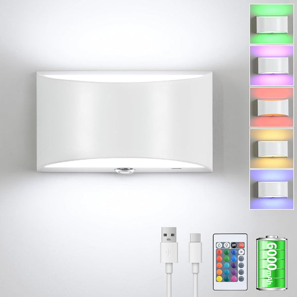 Hirzsjoy Battery Operated Wall Sconce, Wireless Wall Lights with Remote, 16 Colors Dimmable
