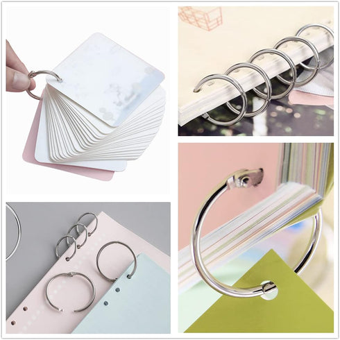 KINGFOREST 100-Pack 1 Inch Nickel Plated Binder Rings, Heavy Duty Metal Book Rings for Index Cards, DIY Journals