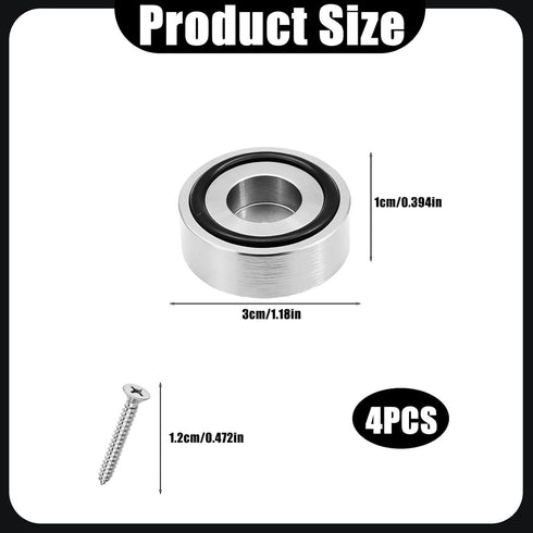 Cluksik 4 Screws,0.39" W*1.18" (30 10mm) Pcs Cutting Board Metal Feet with H Board Feet Legs with Silicone Rubber