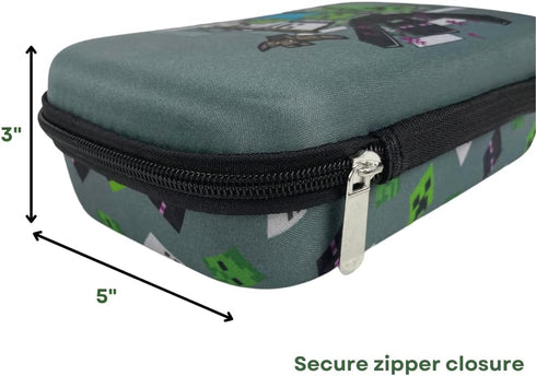 Innovative Designs Minecraft Pencil Case Set, Stickers and Gel Pens for Kids, Molded with Zip Closure
