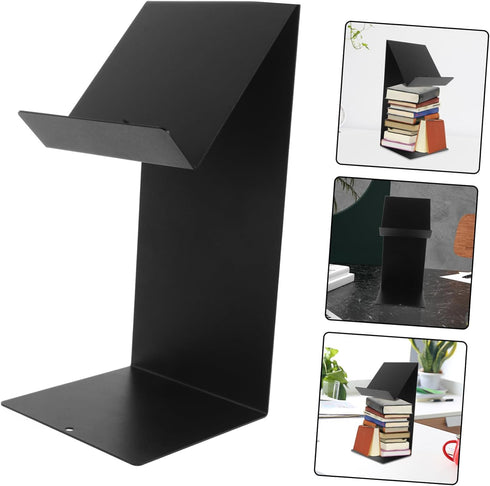 Cabilock Wide Bookshelf Rack Bookends for Heavy Books Flyer Holder Heavy Duty Easel Stand Metal Bookends Picture Frame