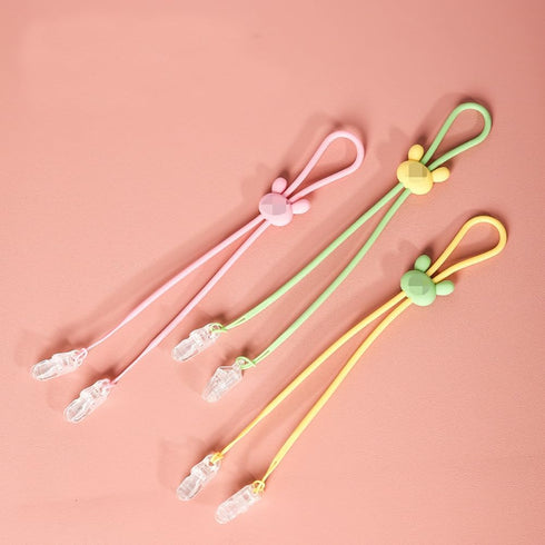 VASANA 3 Pcs Silicone Dental Bib Clips with Neck Chain,Colorful Napkin Holders for Adults, Seniors & Child Use (Random