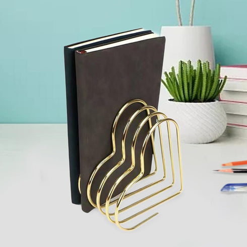 Fenteer Bookend Desk Book Storage Rack Portable Solid Multifunction Files Folder Stand Desktop File Sorter for Living