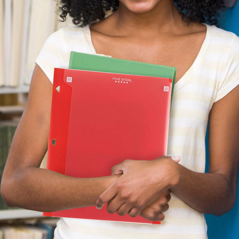 Five Star Pocket Folder + Study App, 4 Pack, 2 Pocket Folder, Customizable Cover, Fits 3 Ring Binder, Assorted Colors