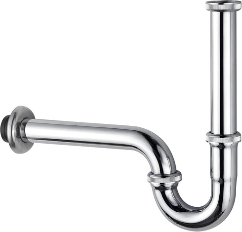 Brass 1-1/4" P-trap Pipe, Adjustable Height Sink Waste Drain Kit, Chrome