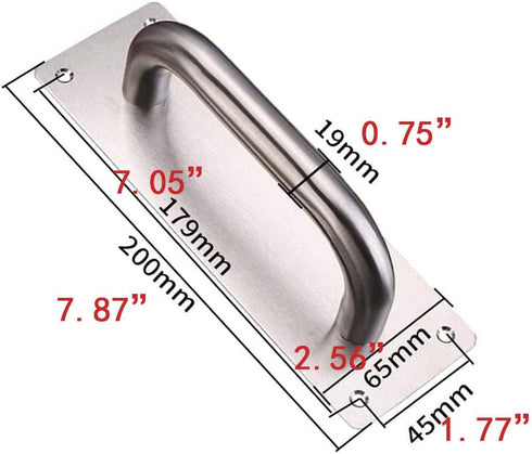 WANLIAN 2Pcs Pull Push Door Plate Handle - 8inch Stainless Steel Heavy Duty Barn Door Pull with Mounting Screws (Silver)