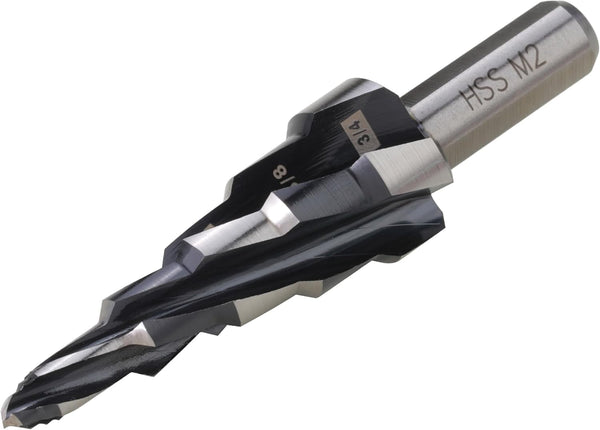 M2 High Speed Steel Step Drill Bit, 1/4 to 3/4 Inch for Hole Drilling in Stainless Steel, Copper, Aluminum, Wood,