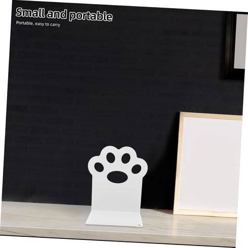 Cat Paw Metal Bookends Hollow White Holders for Study Desk and Shelves Stable Book Stoppers Organizer Documents