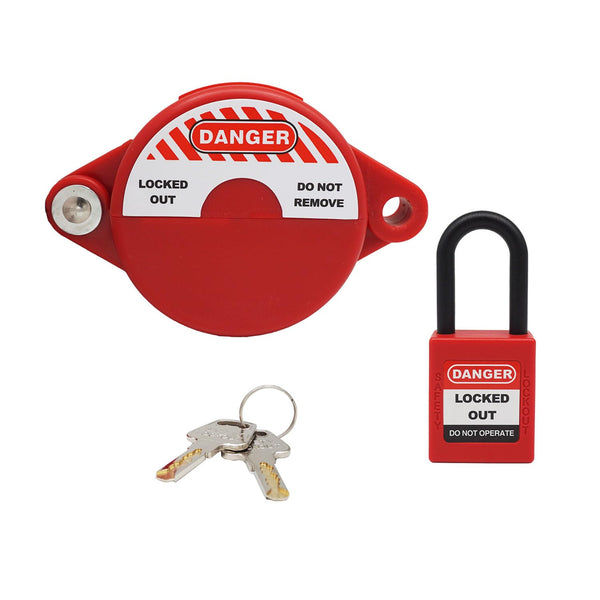 Gate Valve Lockout Device with Safety Padlock for Water Spigot Faucet Locks, 1 to 2-1/2 Inch, 1 Pack