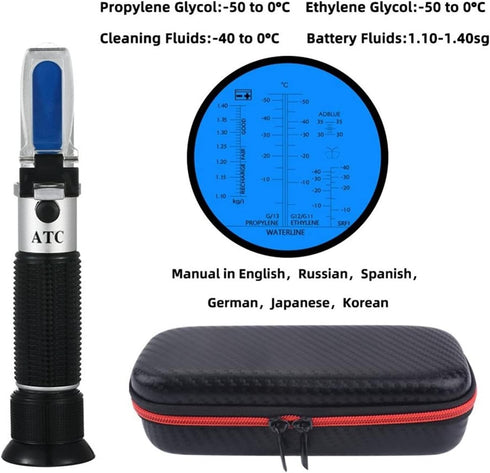 VGVGV 4 1 Brix Refractometer, Hand Held Tester Tool in Engine Fluid Glycol Antifreeze Freezing Point Car Battery