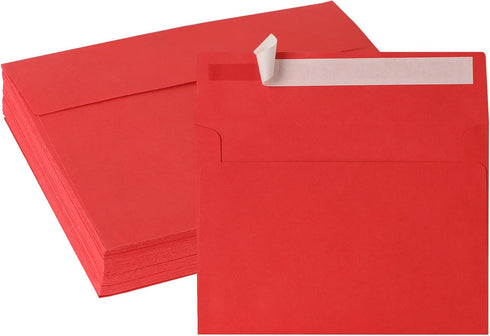 Red Envelopes, 50 Pack, 5 x 7 Inch A7 Card Envelopes for Invitations, Weddings, Birthdays, Personal Gifts