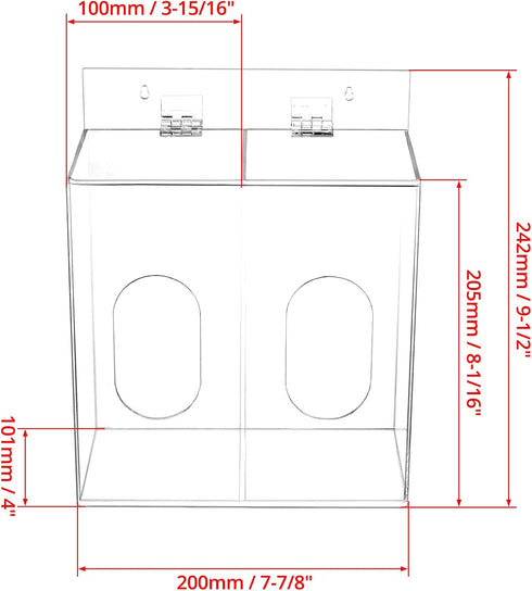 QWORK Acrylic Face Mask Dispenser Box, Clear Holder with Lid for Disposable Masks, Gloves, Hairnets