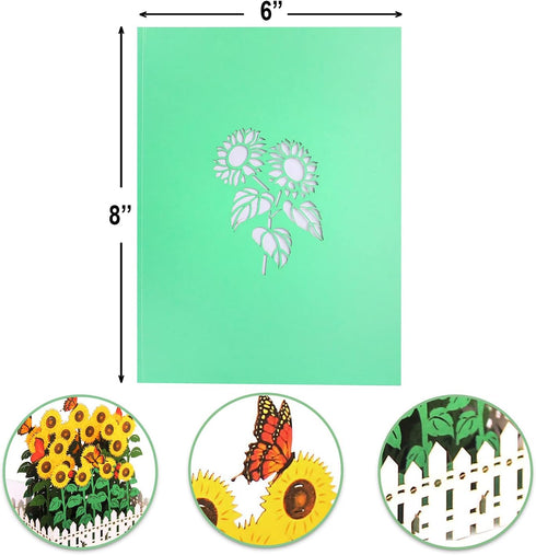 CUTE POPUP - Happy Birthday Pop Up Card, Sunflower Design, Thinking Of You, Get Well Soon Card