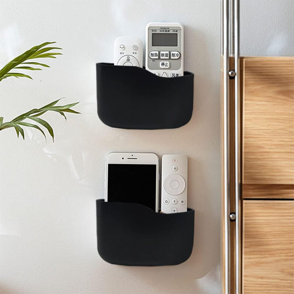 LINFIDITE 2 Pack Adhesive Remote Control Holder, No Drilling Wall Mount Storage Organizer for Phones