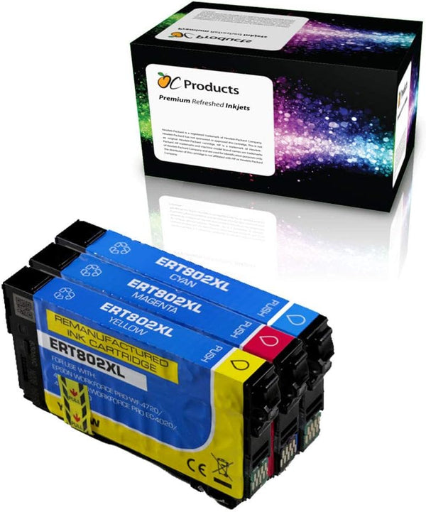Remanufactured Ink Cartridge Replacement 3 Pack for Epson 802 802XL for Workforce Pro WF-4720 WF-4730