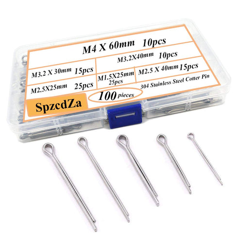 100pcs 304 Stainless Steel Cotter Pin Clip Key Fastener Assortment Kit for Automotive Mechanics and Small Engine Repair