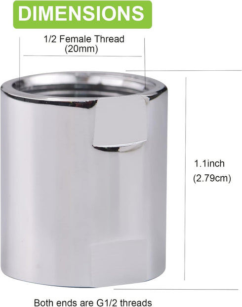 Brass Pipe Fitting 1/2" G Female Threaded Converter Adapter, Chrome Shower Coupling for Home Plumbing (1 PACK)