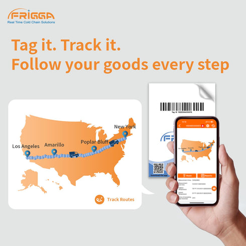 Frigga Smart Tag Near-Real-Time Temperature Logger, Single Use Smart App Control for Pharmacy Cold Chain