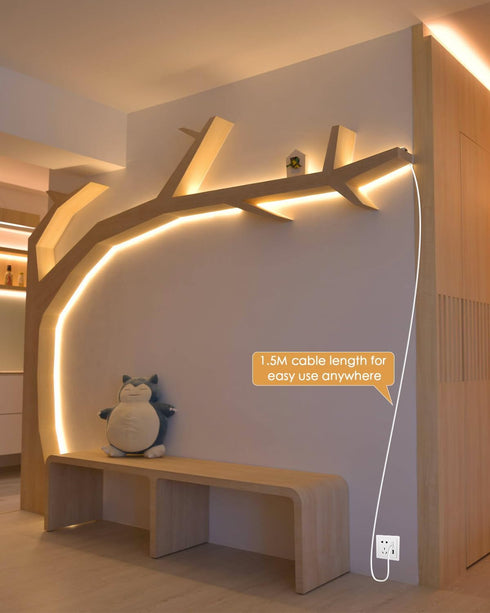 16.4FT/5M 1600Leds 8mm Dimmable CRI85+ 3000K Aclorol COB LED Strip Lights USB Powered Warm White Width COB Tape Light
