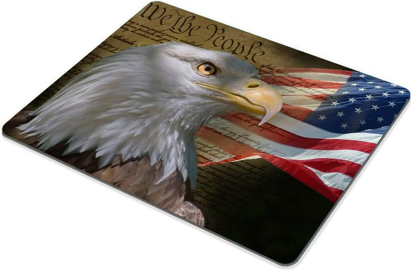 Smooffly Bald Eagle on American Flag Mouse Pad, Vintage USA Flag Design