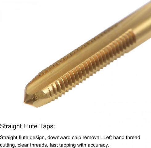 uxcell Straight Flute Taps, M4 x 0.7 Metric Left Hand Titanium Coated High Speed Steel Tapping Tool