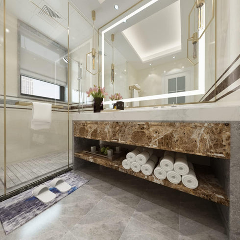 JSEVEM Brown Marble Wallpaper 15.74" 118" - Peel and Stick Vinyl Granite Contact Paper for Kitchen Countertop