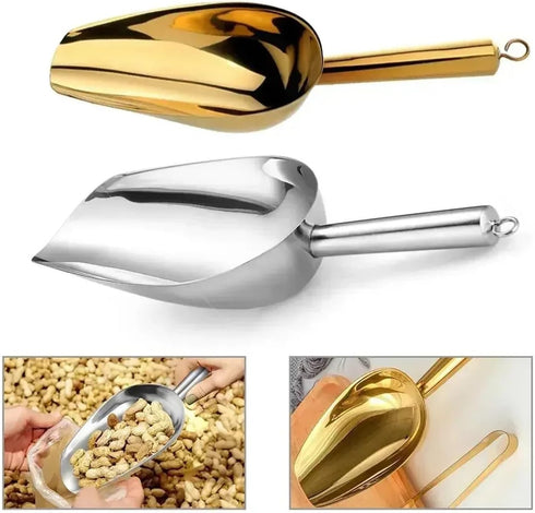 Generic Stainless Steel Ice Scoop Candy Scraper Buffet Bar Food Measuring Shovel Flour Dry Goods Kitchen Gadget(Silver)