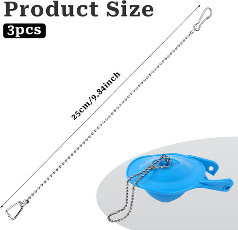 Toilet Flapper Chain 9.8inch,3PCS Stainless Steel Universal Toilet Bowl Chain Replacement With Hook and Ring Toilet Handle Beaded Chain for Most Toilet Flappers,Toilet Flapper Lift Chain Replacement