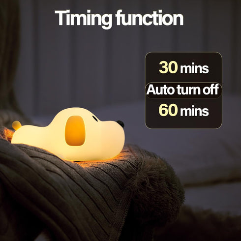 Myratts Dimmable Led Cute Dog Night Light, Nursery Puppy Kawaii Lamps, Super Squishy Silicone USB Rechargeable Touch