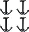 Zinc Alloy Double Prong Ceiling Hooks, 4-Pack Under Shelf Coat Hooks for Hanging Towel Robe Clothes in Bathroom Kitchen