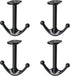 Zinc Alloy Double Prong Ceiling Hooks, 4-Pack Under Shelf Coat Hooks for Hanging Towel Robe Clothes in Bathroom Kitchen