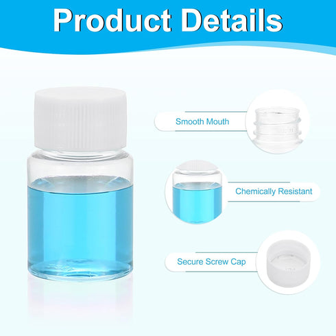 PATIKIL 20 Pcs 15ml Reagent Bottles, PET Wide Mouth Round Bottles with Screw Cap for Lab Liquid Storage
