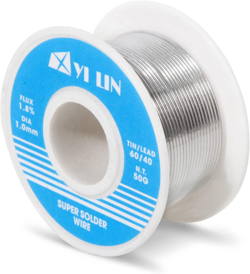 YI LIN 60/40 Solder Tin Lead Rosin Core Solder Wire for Electrical Soldering, 1mm/50g