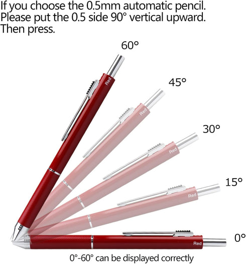 DUNBONG Metal Multifunction Pen - 4 in 1 Multicolor Pen, 0.5mm Mechanical Pencil, 1-Count (Red)