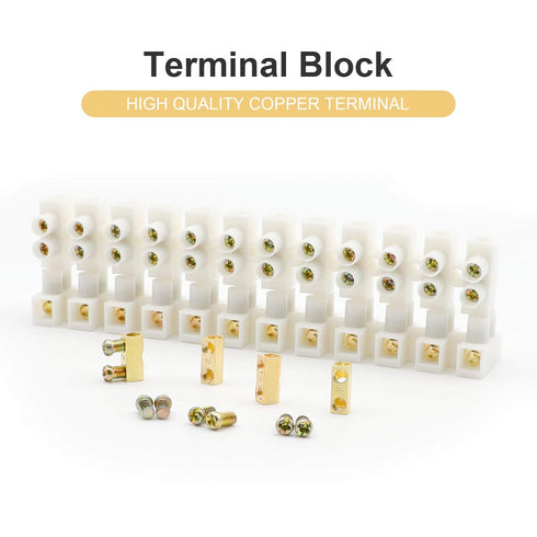 12 Position Dual Row Terminal Block Set, 7 Pieces Electrical Barrier Wire Connector Block, 10A 380V