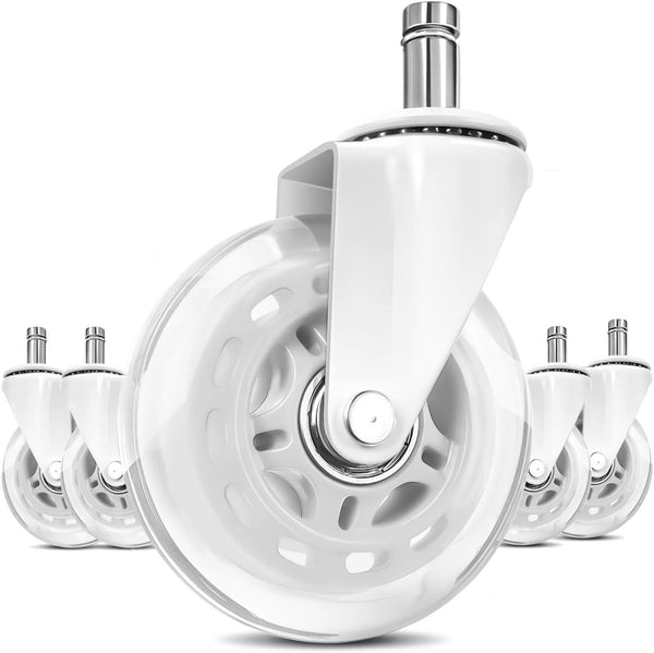 Office Chair Wheels Replacement, 3 Inch Rubber Desk Chair Casters for Smooth Rolling on All Floors