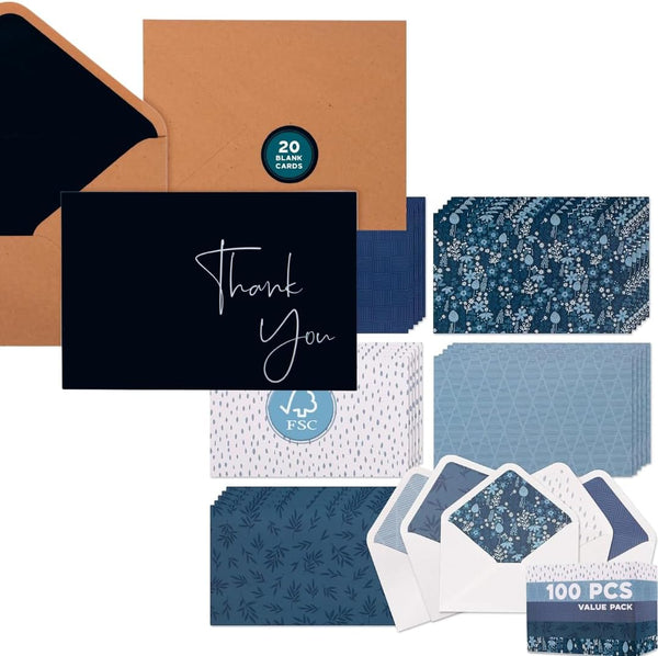 VNS Creations Bundle - Thank You Cards With Envelopes Bulk Set &