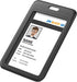 JINEASY ID 2 Pack Hard Plastic ID Badge Holder, Vertical Card Holder for Work Key Cards, Heavy Duty, Black