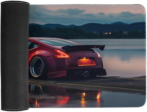 Large Gaming Mouse Pad 370z Red Sport Car Jdm Sunset Reflection, Extended Desk Mat 23.6 x 11.8 inch