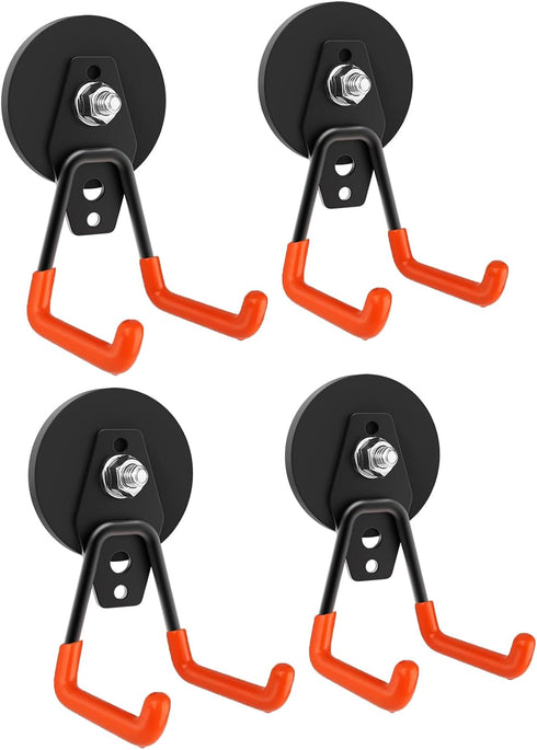 Heavy Duty Large Magnetic Hooks, 4 Pack Strong Magnet Hooks for Garden Tools, Workshop, Anti-Scratch Holder
