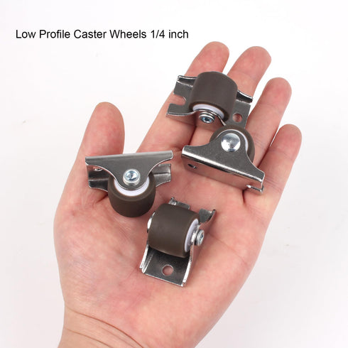 Mini Fixed Caster Wheels 1 Inch, Low Profile Small Casters with Screws for Furniture Rolling Cabinet Sliding Door