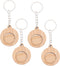 TEHAUX 4pcs Bamboo Keychain Shopping Trolley Tokens Lightweight Wooden Keyring for Shopping
