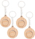 TEHAUX 4pcs Bamboo Keychain Shopping Trolley Tokens Lightweight Wooden Keyring for Shopping