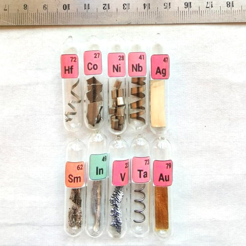 10 1) Pure Element Samples Kit for Periodic Table Collection Rare Earths Metals Vials Ampoule Combination Good as Gift