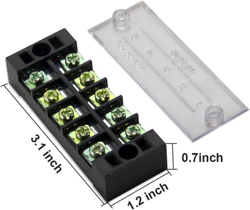 MILAPEAK Terminal Block and Strip, 10pcs (5 Sets) with Cover, Black & Red