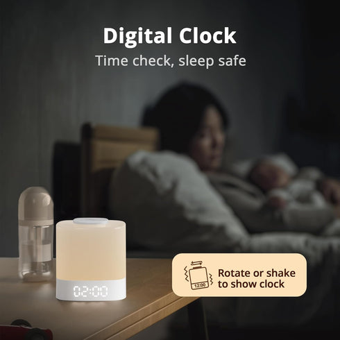 Dimmable, 3 4000mAh Lyridz LED Nursery Night Light with Clock, Portable Breastfeeding Table Lamp for Baby with Remote
